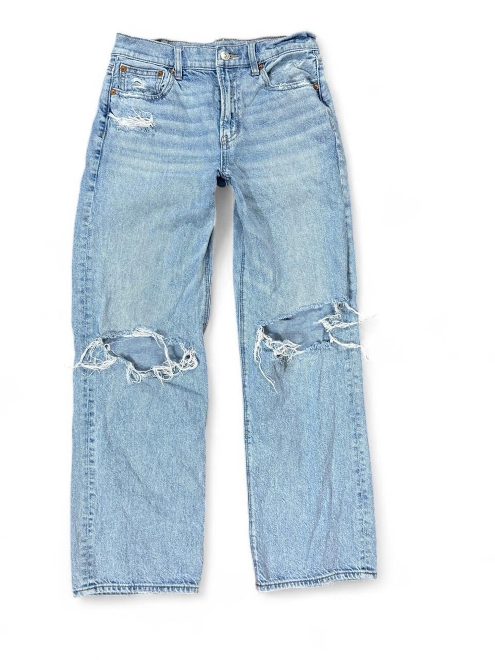 American Eagle Outfitters Strigid Wide Leg Straight Ripped Jeans Women’s Size 2